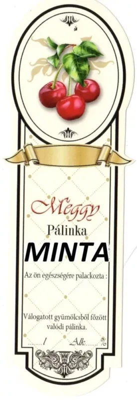 Ajánlat Pálinkásüveg cimke hosszú meggy 10db/cs