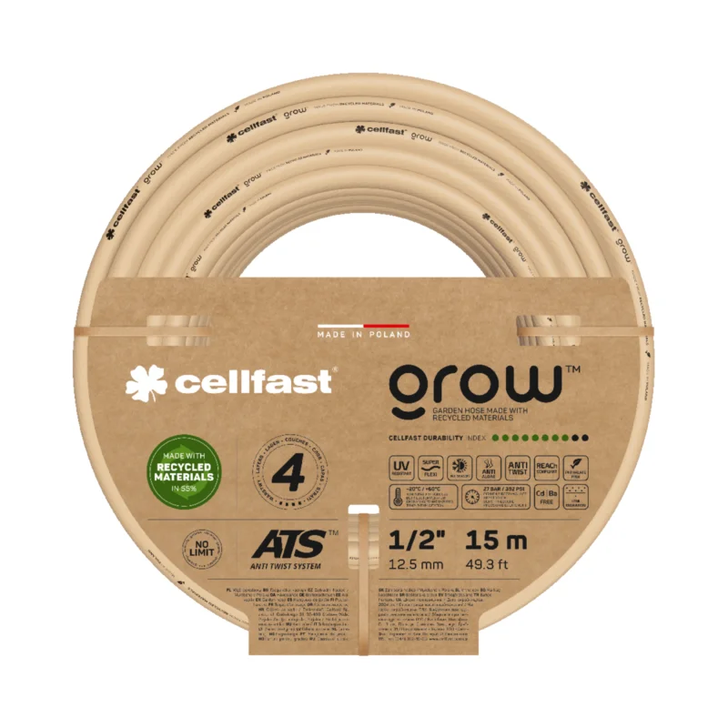 Ajánlat CELLFAST Locsolótömlő 4 rétegű GROW 1/2&quot15 m- Újrahasznosított
