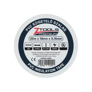 Z-TOOLS PVC szigetelőszalag Fehér 20mx19mm/0,15mm Azonnal elérhető
